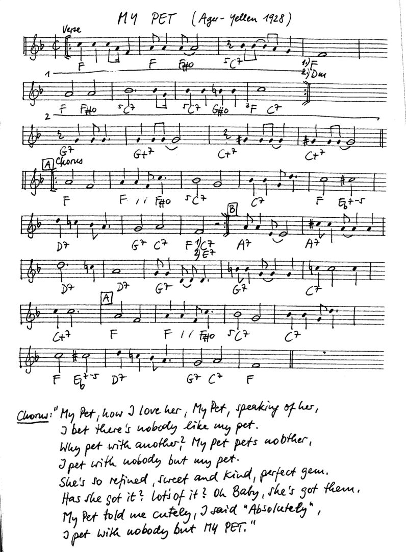 my pet leadsheet – book us for your next 20s or gatsby event